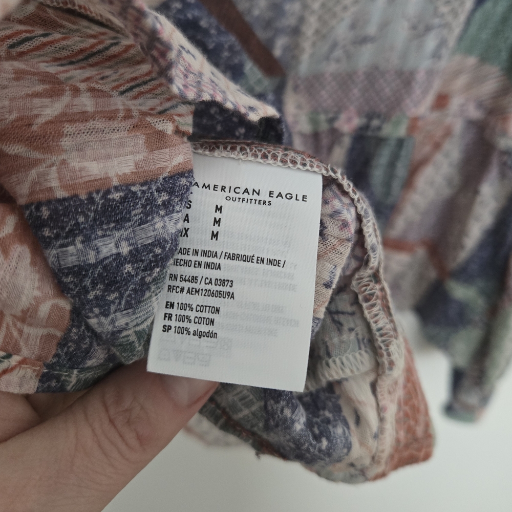 American Eagle Patchwork Patterned Cotton Peasant… - image 7
